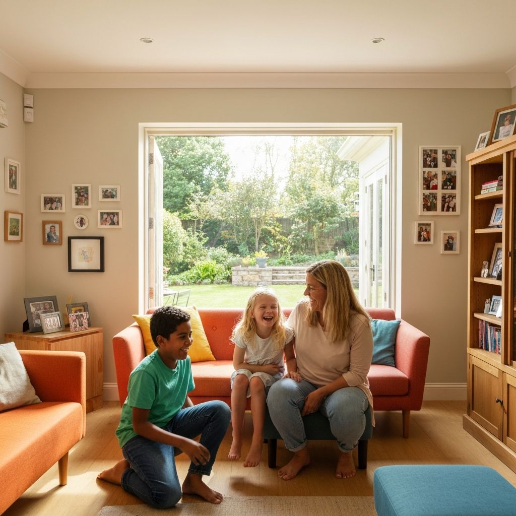 Familia feliz en su hogar